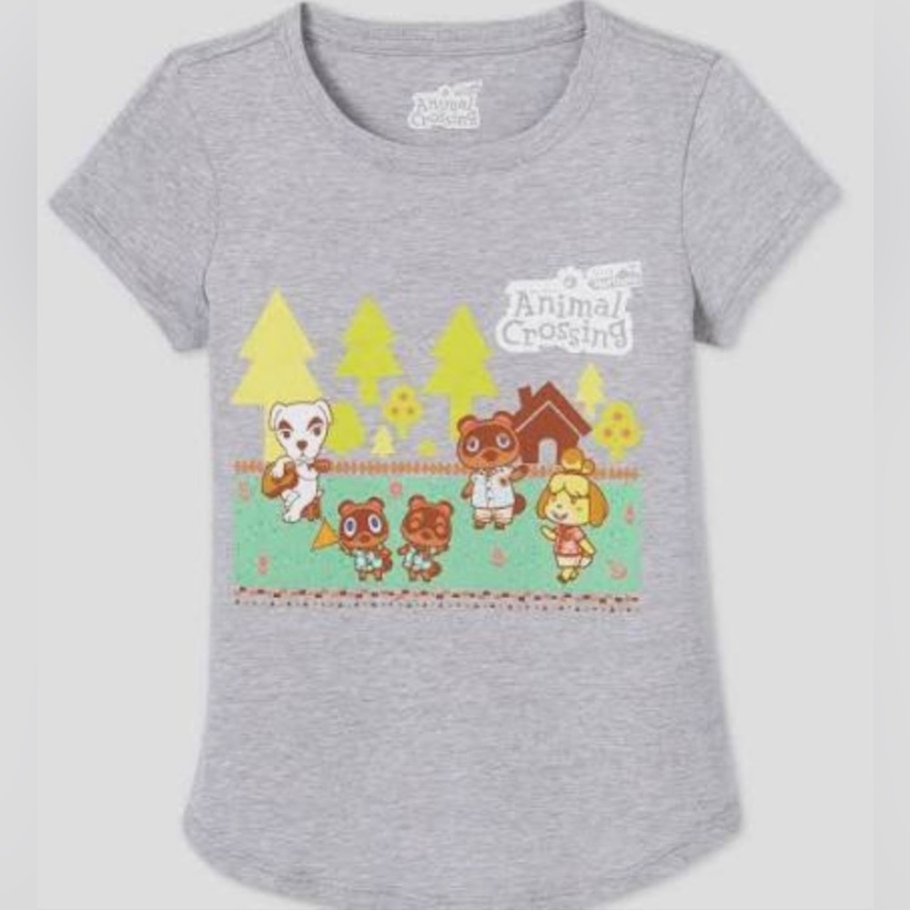 Animal Crossing New Horizon Graphic Tee NEW Girls Tops Heather Grey NWT